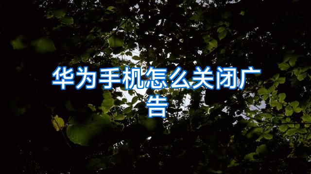 华为手机怎么关闭广告